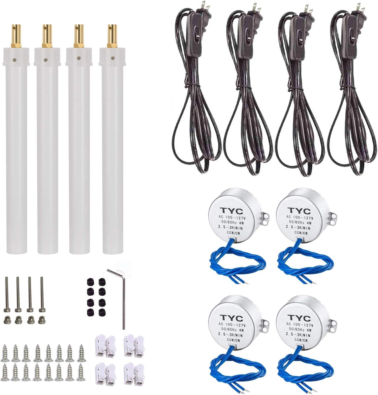 4 Set Synchronous Turntable Motor Electric Motor for Cup Turner, Cuptisserie, Tumbler Cup Rotator with 7mm (30mm Length) Flexible Coupling Connector, 50/60Hz AC100~127V 4W CCW/CW 2.5-3R - - 