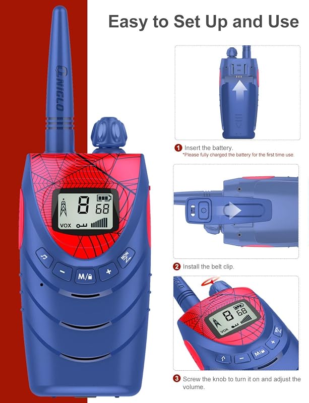 Spiderman Walkie Talkie Niños Recargable, Juguetes de 3 a 12 Año