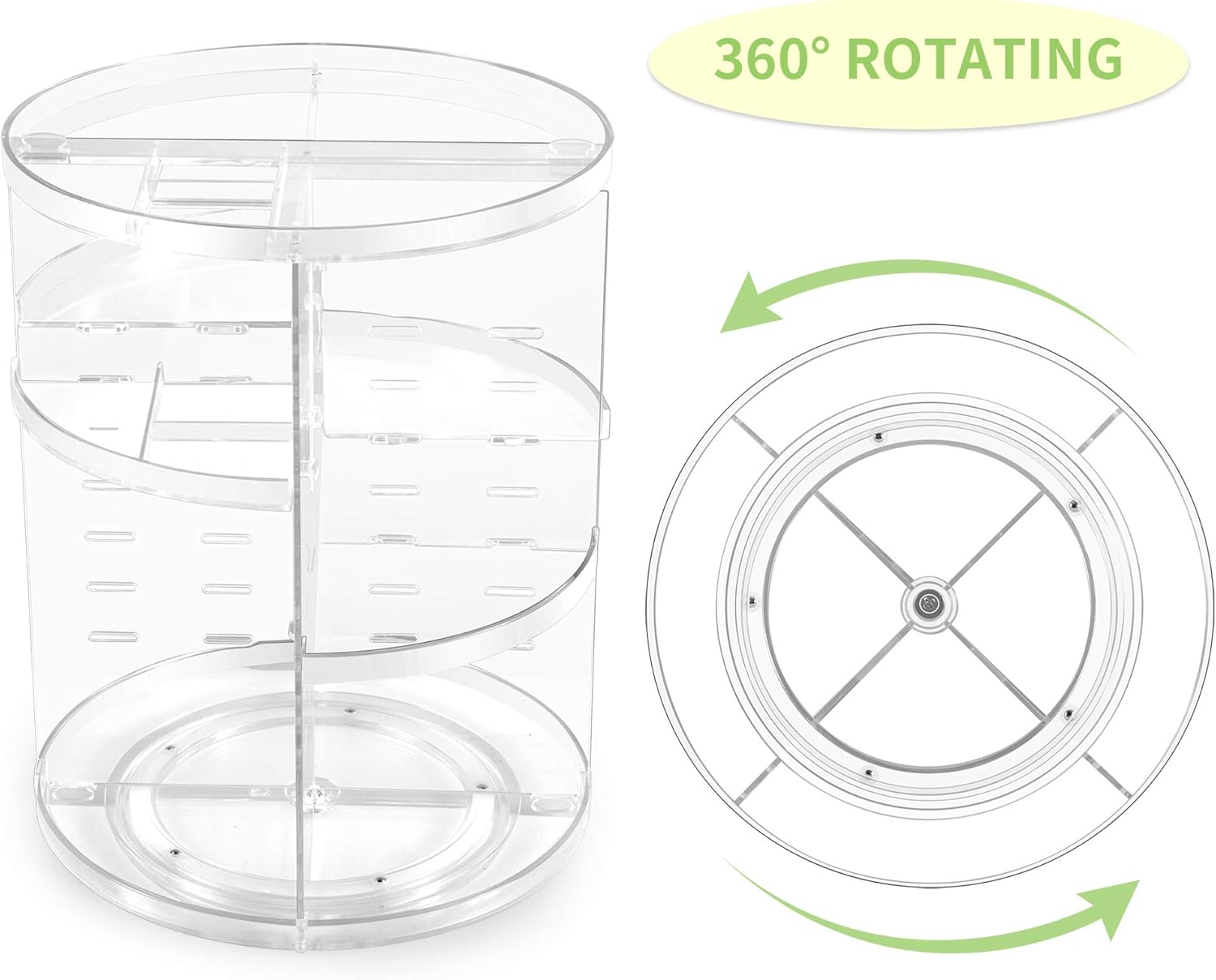 360° Rotating Makeup Organizer, Spinning Bathroom Organizer Countertop, Carousel Vanity Organizer, Cosmetic Organizer Makeup Holder Shelf, Make Up Organizers and Storage for Bedroom, Transparent: Home & Kitchen