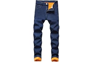 Fleece Lined Jeans Men,Winter Flannel Lined Jeans for Men Thermal Thicken Stretch Warm Denim Pants