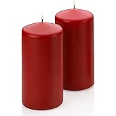 Light In The Dark Red Pillar Candles - Set of 2 Unscented Candles - 6 inch Tall, 3 inch Thick - 36 Hour Clean Burn Time