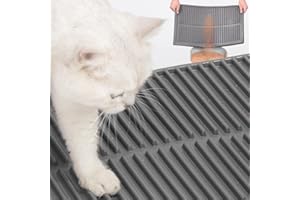 PetNova Easy Clean Litter Mat: Waterproof & UrineProof Cat Litter Trapping Mat - Anti-Tracking Kitty Litter Mat Catcher for Floor - Soft on Paws Litter Mat (Grey, 24”x15”)