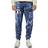 France Crest - Soccer French Cup Unisex Drawstring Fleece Jogger Pants (Large, Tie Dye Navy)