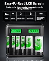EBL LCD Universal Battery Charger 8 Bay AA AAA C D Ni-MH USB Type C 2A view 2
