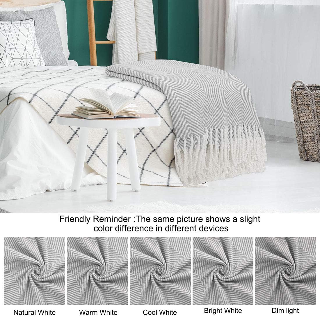 PiccoCasa Decorative Throw Blanket with Fringes in Herringbone Design, Farmhouse Outdoor Faux Cashmere Throws for Sofa Chair - Image 5