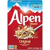 Alpen Original Muesli, Swiss Style Muesli Cereal, Whole Grain, Non-GMO Project Verified, Heart Healthy, Kosher, Vegan, 14 Oz Box