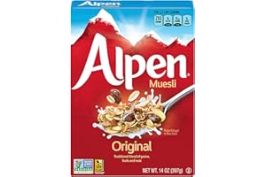 Alpen Original Muesli, Swiss Style Muesli Cereal, Whole Grain, Non-GMO Project Verified, Heart Healthy, Kosher, Vegan, 14 Oz Box