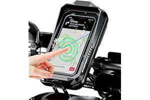 Kewig Bike Phone Mount Waterproof, Bicycle Phone Mount Holder Pouch with Sun Visor & Touch-Screen, Handlebar Phone Mount with