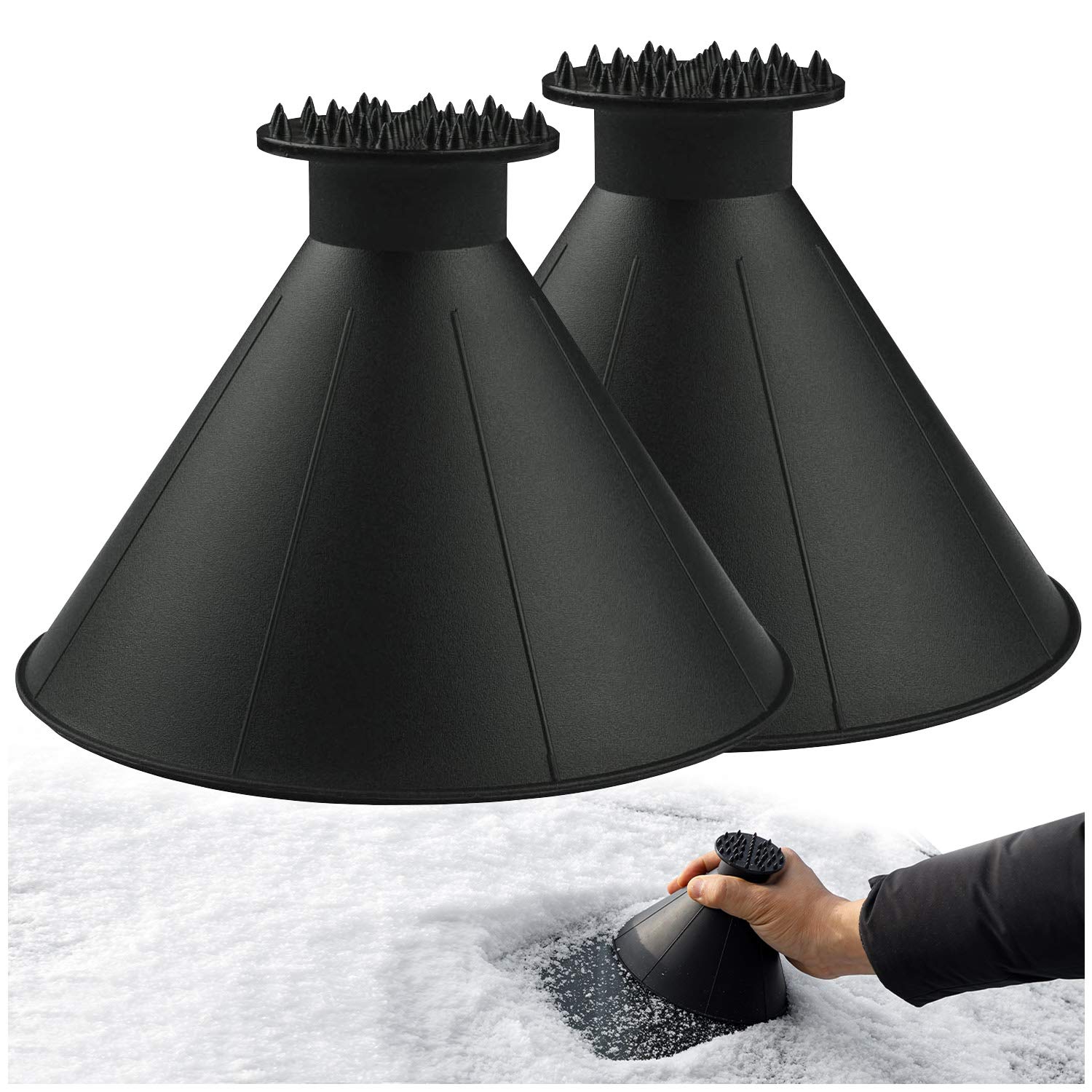 Photo 1 of ***2 pack***Magical Ice Scrapers for Car Windshield - 2 Pack Cone Magic Car Ice Scraper with Funnel, Round Snow Scraper for Christmas Present