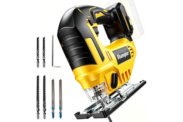 Rueqior Cordless Jig Saw Compatible with Dewalt 20v Battery, Brushless Jig Saw Tool Cut Off, Variable Speed 3000RPM, 45° Beve