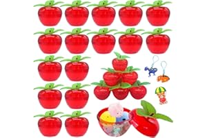 KRGIQN 24Pack Mini Red Apple Container,Plastic Filled Bobbing Apples Containers Candy Jars,Apple Shaped Ornament for School,Wedding,Valentine's Day Decoration,Party Favor