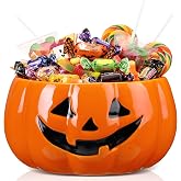 LemonRoad 9inch Halloween Candy Bowl Pumpkin Bowl Trick or Treat Baskets | Ceramic Pumpkin Candy Dish Orange Serving Tray Dishes for Kitchenware Halloween Parties Decorations
