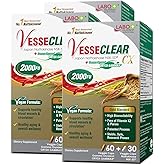 LABO Nutrition VesseCLEAR CX: Artery Cleanse Supplement to Support Blood Pressure, Clean Blood Vessel, Heart & Cholesterol Health Formula | Nattokinase NSK-SD + Gamma Oryzanol | DR Capsules [3 Pack]