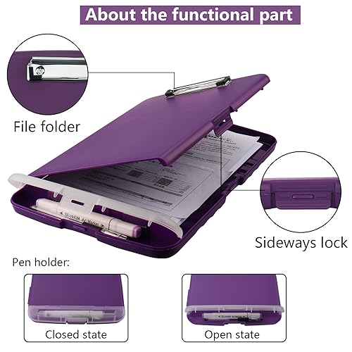 Piasoenc Clipboard With Storage, 8.5x11" Clip Boards With 2 Storage Case And A4 - View #11