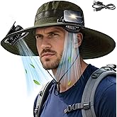 PickPeak Solar Fan Hat for Men Women, Wide Brim UPF50+ Sun Hat with 2 Removable Fan 3-Speed Wind Solar&USB Charging