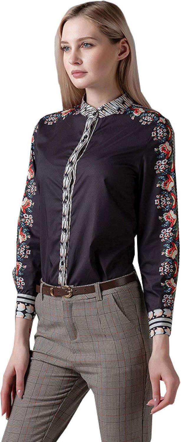 Camicetta Da Donna Con Colletto Alla Coreana A Linguetta | Maniche Lunghe | Tessuto Morbido In Polycotton