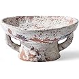 Kritkin Ceramic Decorative Bowl 8.27x4.13 Inch Pedestal Decorative Rustic Farmhouse Fruit Bowl for Home Decor Coffee Table Counter Top Centerpieces Living Room(Vintage Color)