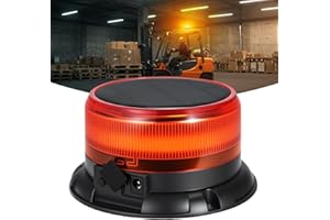 ETZONE Solar Amber Strobe Light, 48 LED Rechargeable Emergency Warning Beacon Light with 9 Flash Modes, Magnetic Mount, IP68 Waterproof for Trucks, Forklifts, Tractors, Golf Carts, UTV, Car, Bus