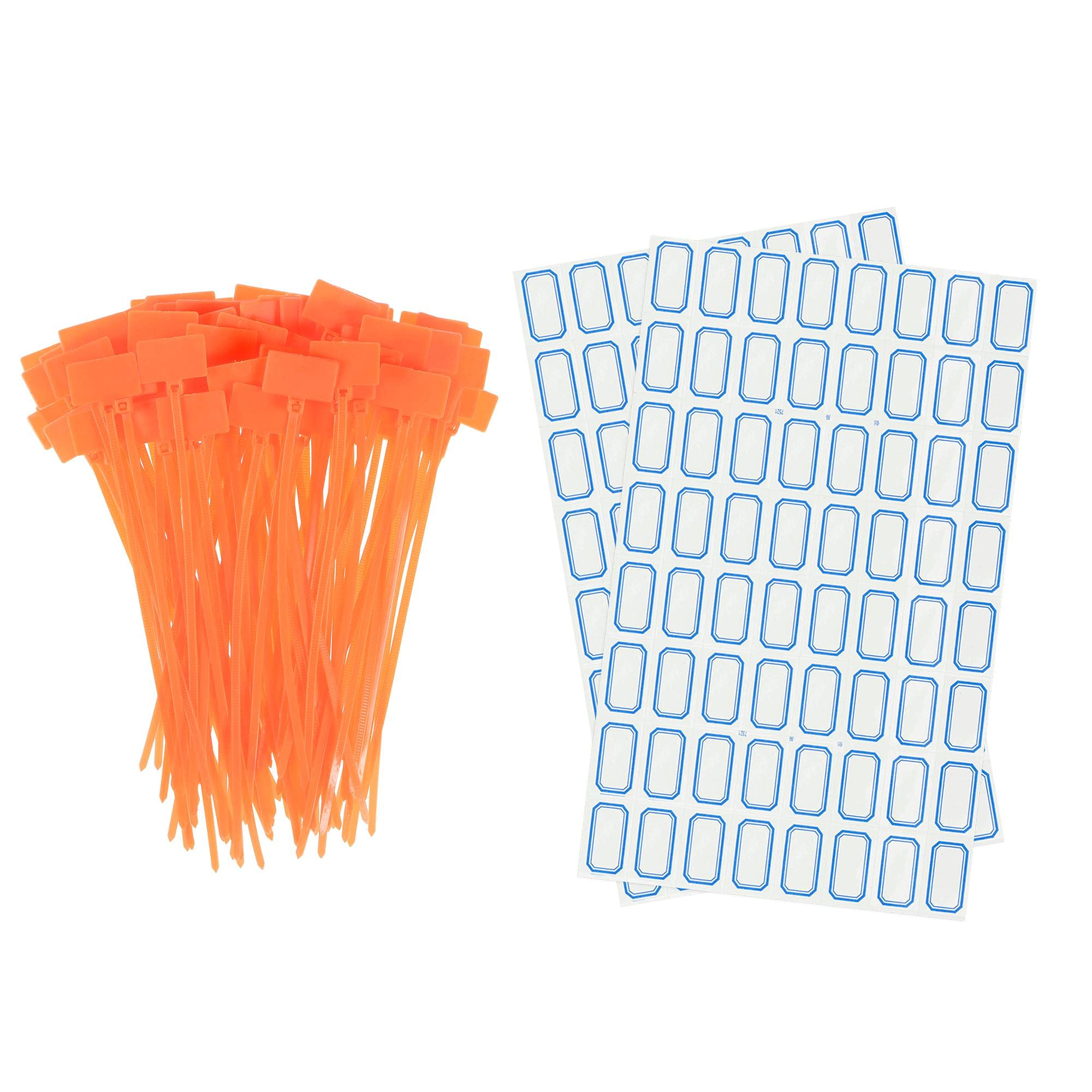 sourcing map 100pcs Nylon Cable Ties Tags Label Marker Self-Locking for Marking Organizing Orange