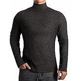 MANGOPOP Men's Mock Turtleneck Long Sleeve Shirts Fleece Ribbed Knit Pullover Sweater Basic Thermal Undershirt Tops