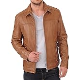 SID Men's Brown Genuine Lambskin Leather Motorcycle Jacket - Classic Vintage Style Leather Jackets For Men X-Large