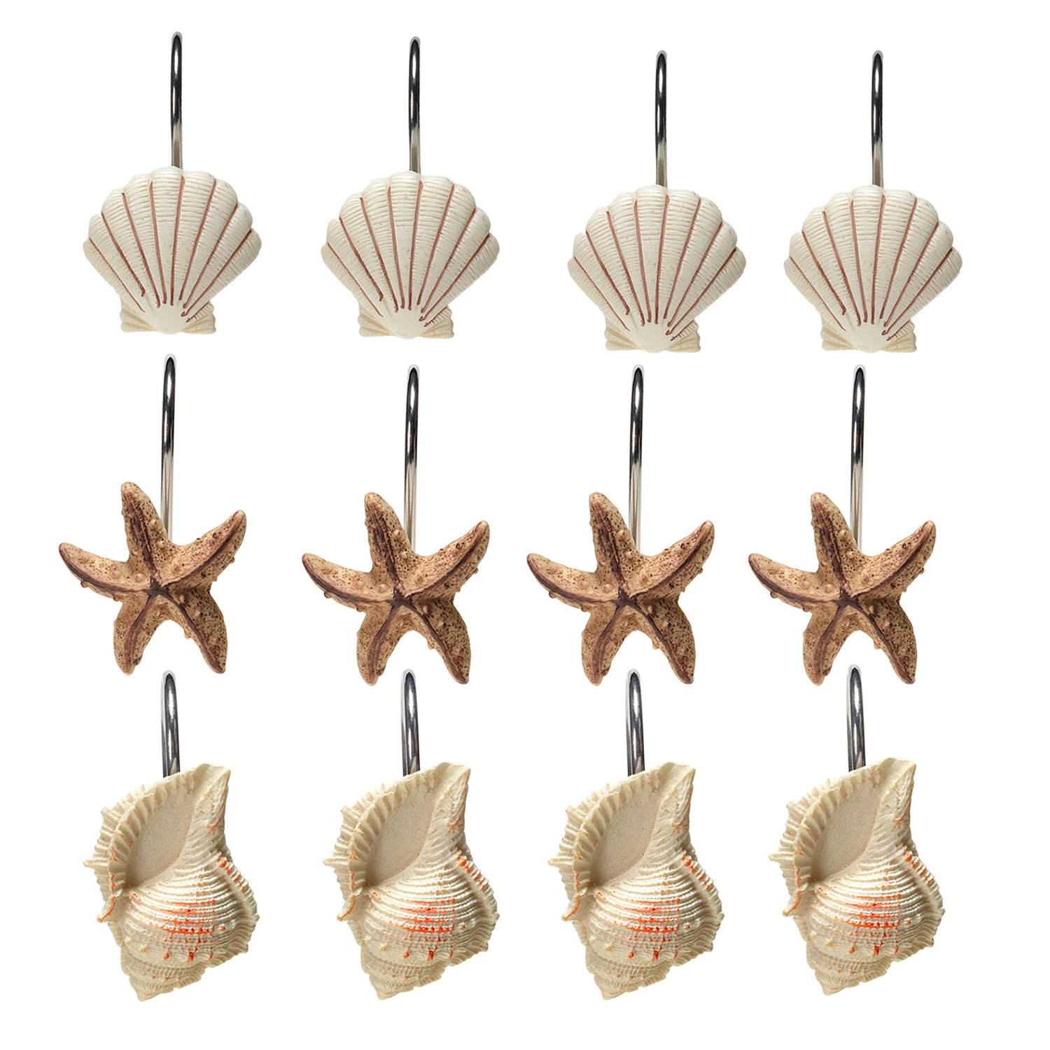 Agptek 12 Pcs Decorative Seashell Shower Curtain Hooks Bathroom
