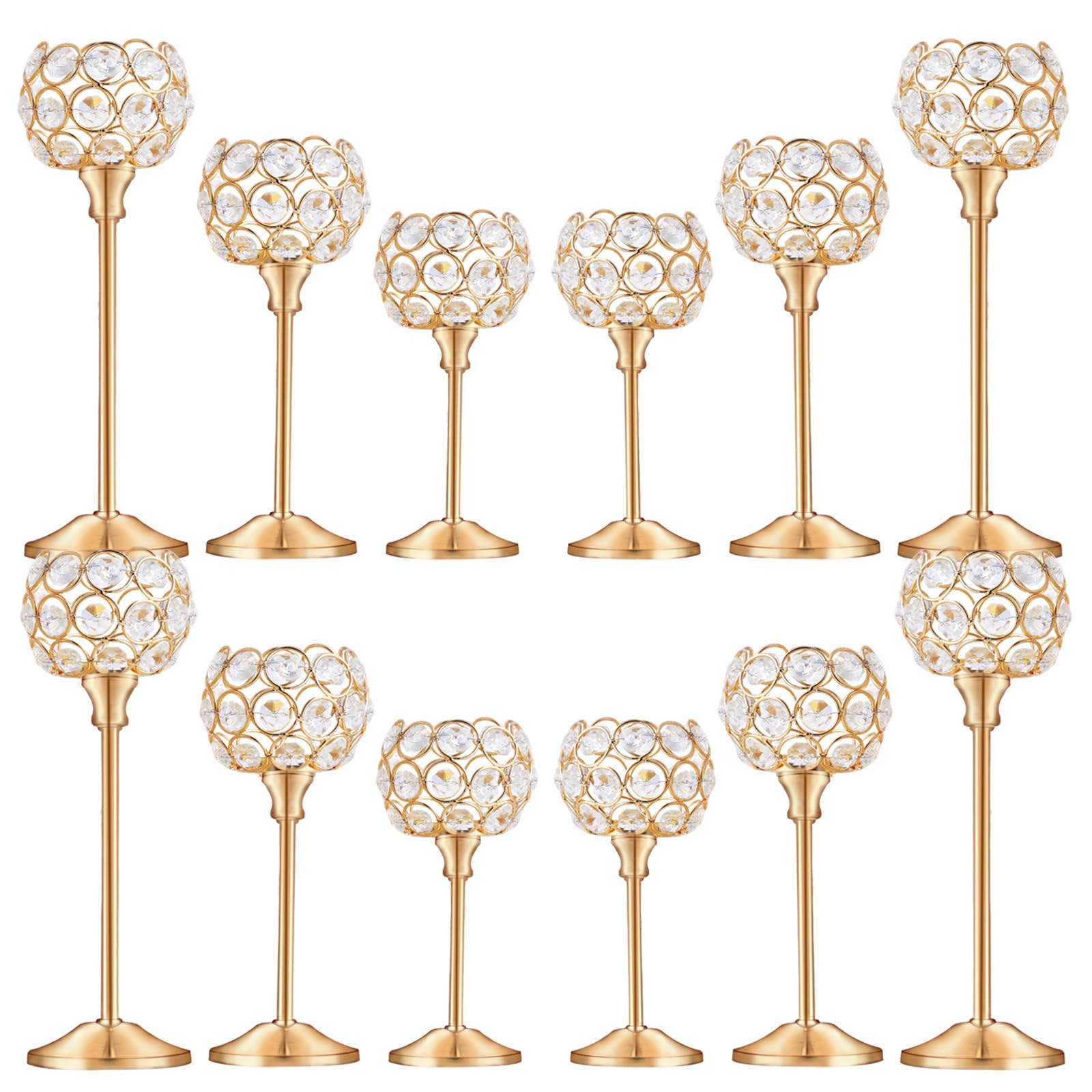 Photo 1 of ***SHORT 4 PCS***
Crystal Metal Tealight Candlestick, Bling Bowl Candelabras, Tall Crystal Candle Holders Elegant Candle Centerpiece for Dining Table Wedding Home Mantel Decor(Golden, 4Sets(12 Pcs))