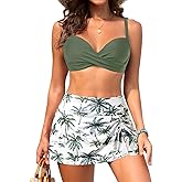 Yonique Women's Underwire Bikini with Swim Skirt - 2026 Tummy Control Two Piece Bathing Suit High Waisted Push Up Swimwear