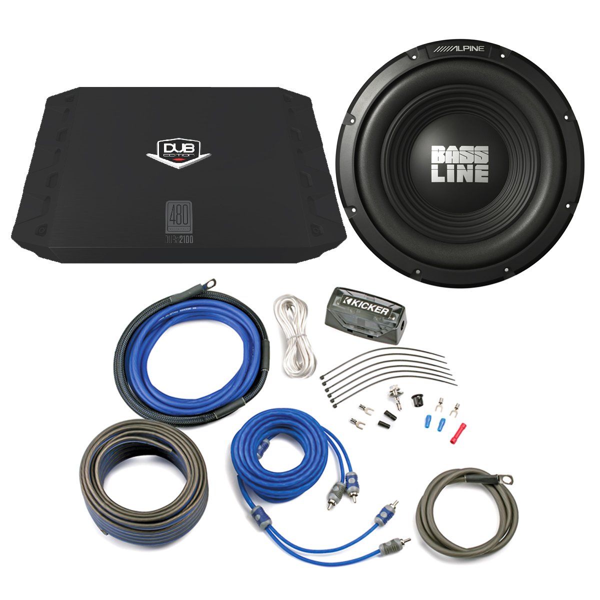 Alpine Bass Package TypeA 10" Subwoofer, Dub 200 Watt RMS Amp, and Wiring Kit