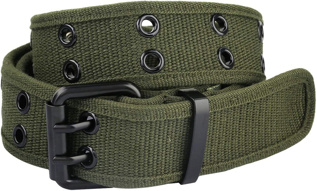 moonsix Canvas  Belts for Men, Solid Color Casual Double Hole