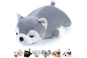 meowtastic Cute Weighted Stuffed Animals - 16" 2.5 lbs Weighted Husky Stuffed Animal Huskies Plush Pillow, Small Weighted Stuffed Dog Plush Toys Gifts for Kids & Adults (16" 2.5 lbs, Grey Husky)