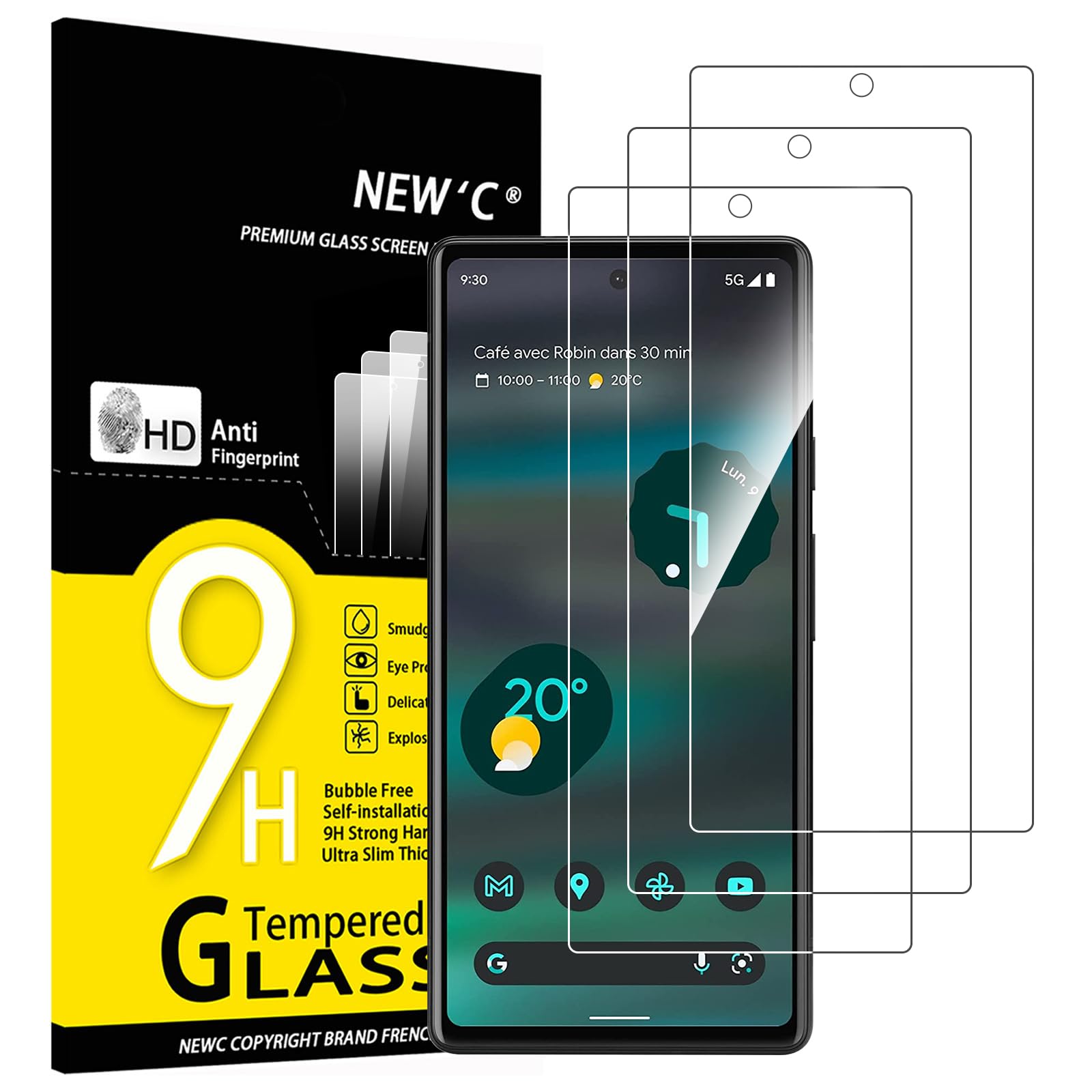 Photo 1 of NEW'C 3 Pack Designed for Google Pixel 6a Screen Protector (6.1"), Tempered Glass, Case Friendly Anti Scratch Bubble Free Ultra Resistant