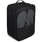 Aosbos 2 Layers Shoe Bags for Travel with Trolley Sleeve Portable Shoe Storage Pouch Shoe Packing Cubes with Structure, Black