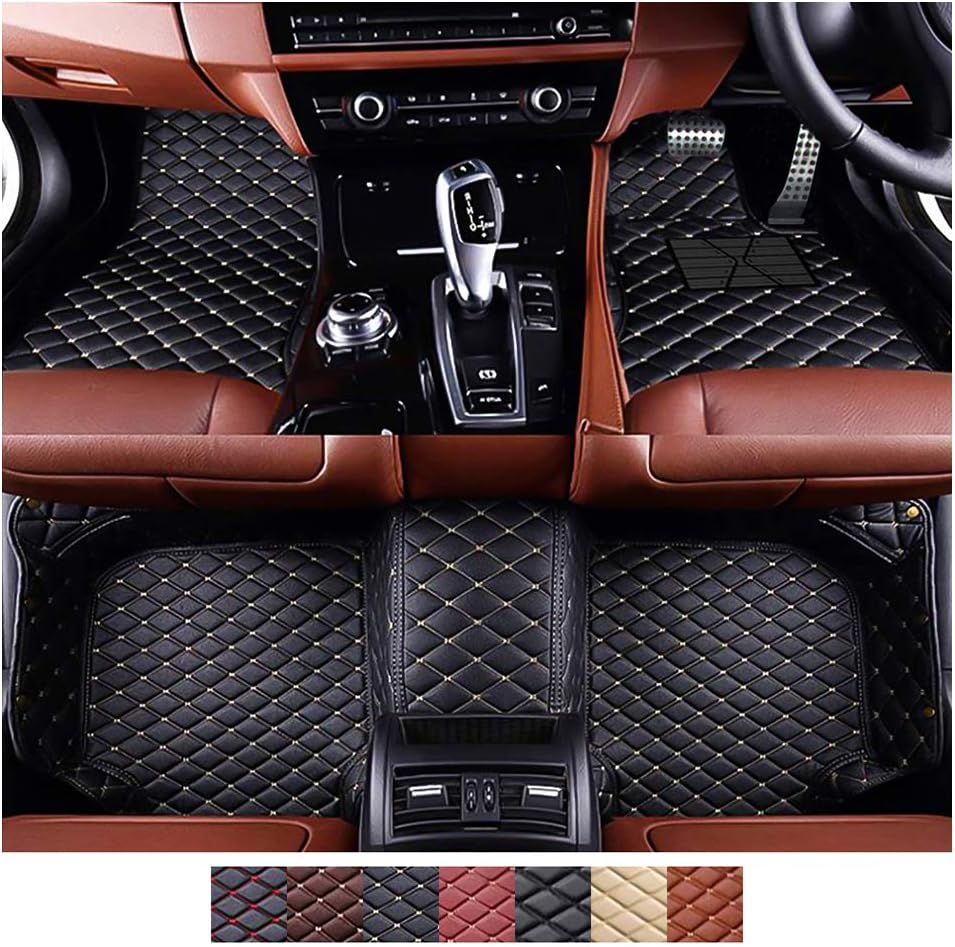 Zmkar Technology Custom Made Car Floor Mats Fit for VW Touareg 2004-2010 All Weather Car Floor Liner Carpets (black with beige stitching, right hand drive)