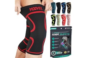 Modvel Knee Braces for Knee Pain Women & Men - 2 Pack Knee Brace for Knee Pain Set, Knee Brace Compression Sleeve, Knee Support for Knee Pain Meniscus Tear, ACL & Arthritis Pain Relief,Red XXXL
