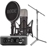 Rode NT1 Signature, AI-1 and Mic Stand - Condenser Microphone Bundle | Vocals and acoustic guitar: 1-inch HF6 capsule, 30-inch euro boom tripod stand, 48V phantom power, 24-bit/96kHz USB