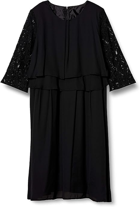 Amazon Co Jp ベルーナ 袖レース使いフォーマルドレープワンピース レディース 黒 日本 17 日本サイズ2l相当 服 ファッション小物