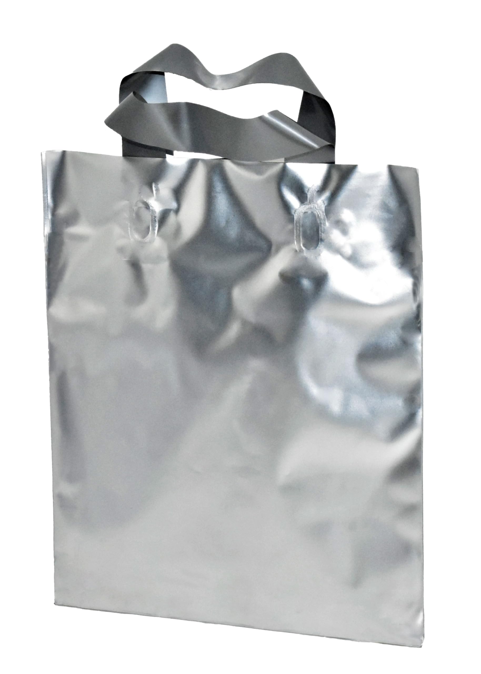 SATIN BAGS SOFT HANDLE FOR GIFT PACKAGING AND TAKE away different sizes and colors (SILVER, 30x40 10 pcs)