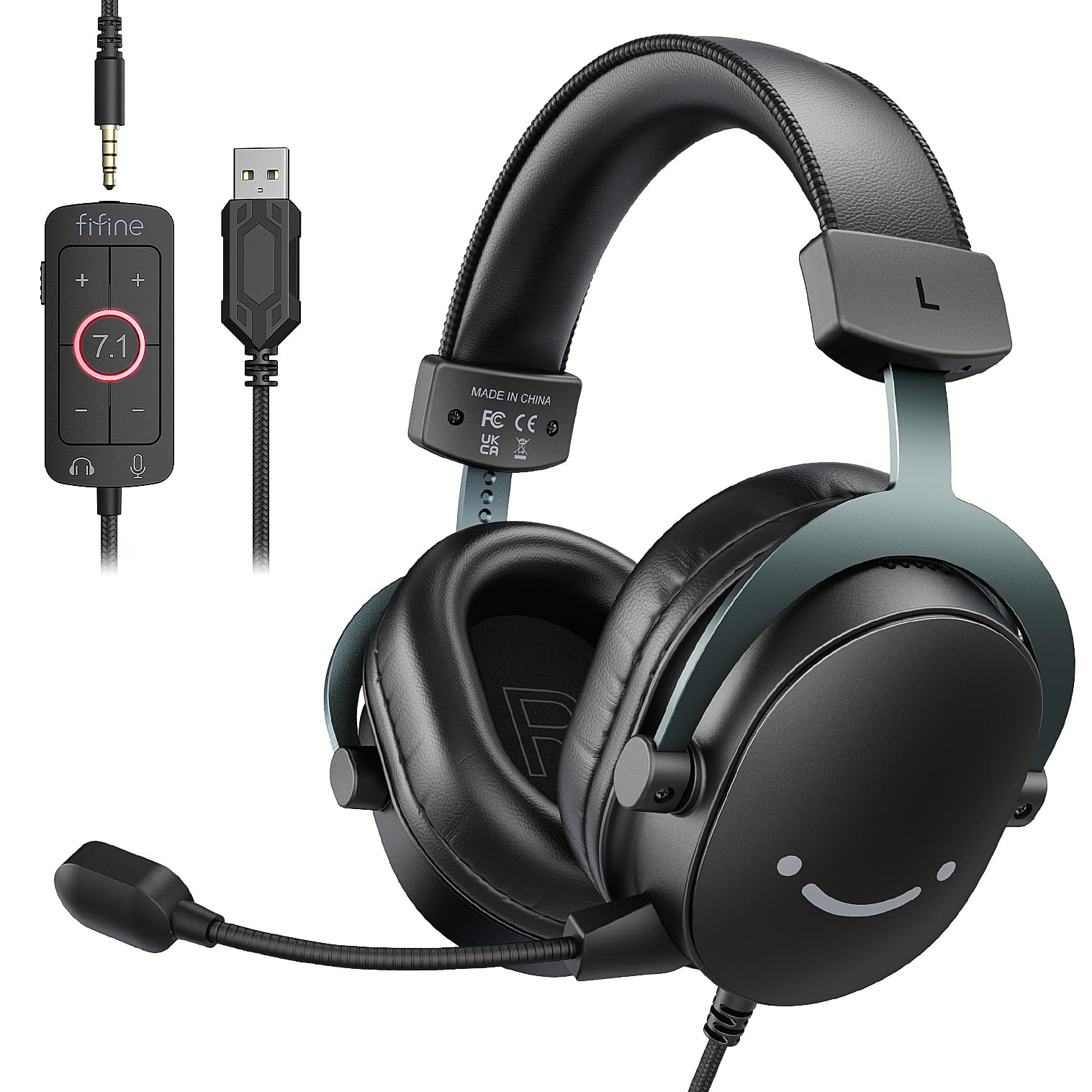 UK Wired USB Headset With Microphone For PC Laptop – 3.5mm Jack, Noise Cancelling, Black