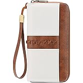 GOIACII Wallet for Women Ladies Wristlet Long Purse Zip Around Clutch RFID Blocking Vegan Leather