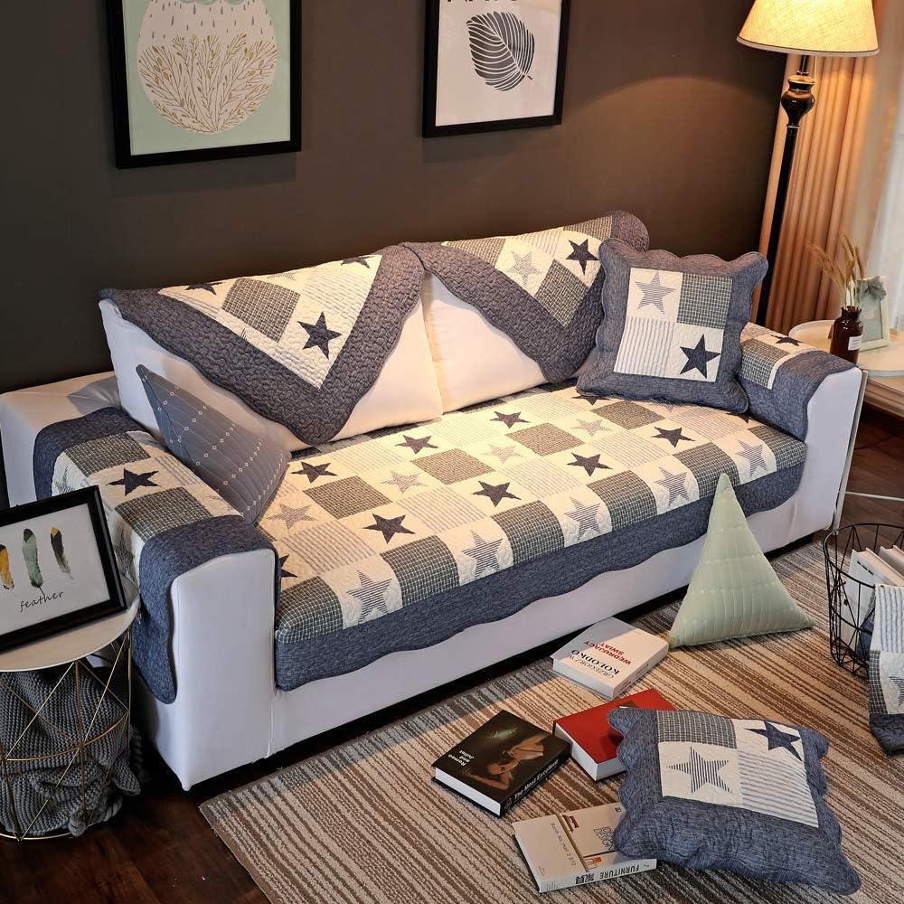 QianYi Soft Quilted Sofa Furniture Protector Couch Slip Cover for Pet Dog Children Kids | Backrest and Armrest Sold Separately | Blue Grey 28" W x 59" L