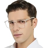 MARE AZZURO Large Blue Light Blocking Reading Glasses Men Computer Readers 0 1.0 1.25 1.5 1.75 2.0 2.25 2.5 2.75 3.0 3.5 4.0 5.0 6.0 (Transparent, 2.00)