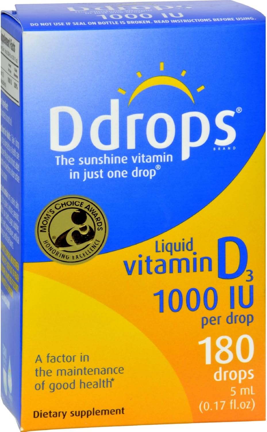 daily vitamin d on Amazon Com D Drops Liquid Vitamin D3 1000 Iu 0 17 Fl Oz Health Personal Care