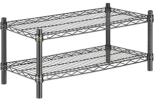 APLSS 14" D x 42" W x 14" H Black Heavy Duty Wire Shelving with 2 Tier Shelves, NSF Certified, Height Adjustable, Wet&Dry Environments, for Kitchen Garage Walk-in Cooler&Freezer, 800lbs Capacity