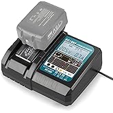 PENGJBATTER DC18RF 14.4V/18V Rapid Charger with LCD Display for Makita 18V Battery, Compatible with Makita 14.4V-18V Battery BL1850B BL1860B BL1830B BL1840B BL1820B & Charger DC18RD DC18SF DC18RT
