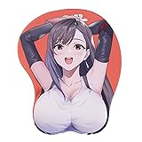 Tifa Orange Anime Mouse Pads Boob Oppai Gaming 3D