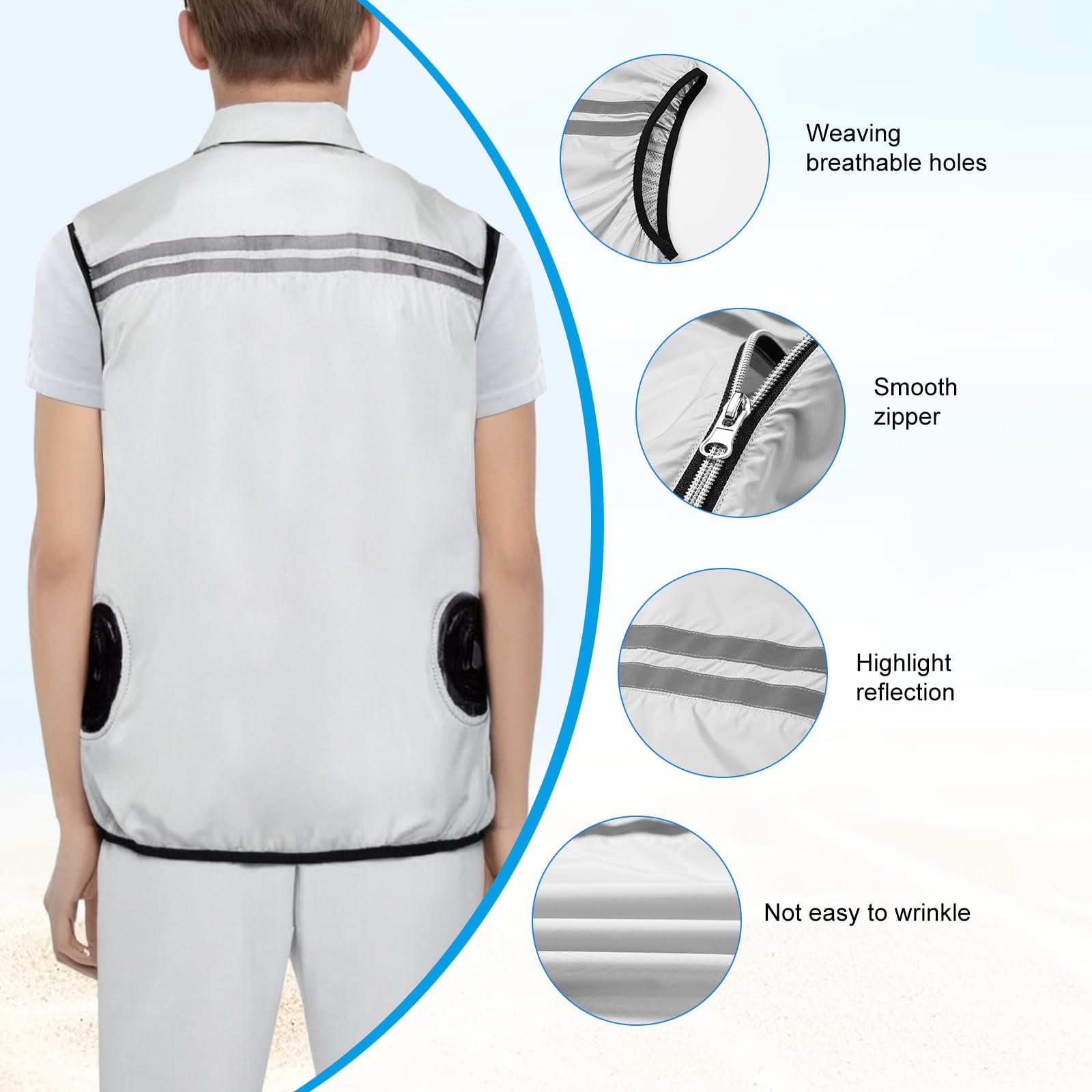 Cooling Vest for Men with 20,000mAh Battery Pack 2PCS Fan 7.4V Electric Cooling Air Reflective Jacket UV Protection Vest Battery Powered Air Conditioned Clothes Cool Jacket for Hot Weather-XXL