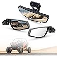 KIWI MASTER Rear View Center & Side Mirrors Compatible for 2020-2025 RZR Pro XP, Pro S, Pro R, Turbo R/ 4 Accessories Adjustable Folding Rear View Racing Mirror 2883762 2883763