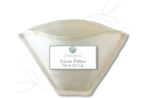 Cloth Reusable Cone Coffee Filter (Size #4) - Made in Canada of Hemp and Organic Cotton - Zero Waste, Eco-Friendly, Natural F