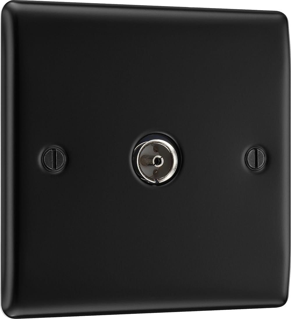 BG Electrical Nexus Metal Single Co-Axial Socket Matt Black TV Aerial Radio Plug